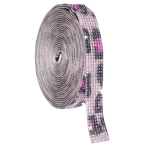 QUARKZMAN SelbStklebend Kristall Strass Band Rolle 7 Reihen von 4 Yard Kristall Diamant Band Rolle Strass Aufkleber für Kunst Basteln Hochzeit Geburtstage Dekoration Rot Leopard von QUARKZMAN
