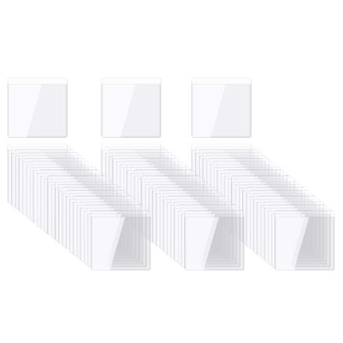 QUARKZMAN Selbstklebende Karten Taschen 3.3"x3.1" Klare Selbstklebende Taschen Etiketten Halter Plastik Karten Hüllen für Bibliotheks Aufbewahrungs Behälter Beladung 100Stk von QUARKZMAN