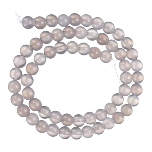 QUARKZMAN Solide graue Achatperlen 6mm Natursteinperlen, glatte runde lose Perlen für die Herstellung von Armband-Schmuck DIY (1 Strang - 46 Stück) von QUARKZMAN
