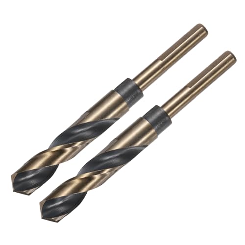 QUARKZMAN Spiralbohrer 16,5 mm, Metallbohrer Länge 150mm, HSS-4341, 10 mm Reduzierte Schaft, Schwarz Nitrid & Gold Titanbeschichtet für Edelstahllegierung Metall Kunststoff Holz, 2 Stück von QUARKZMAN