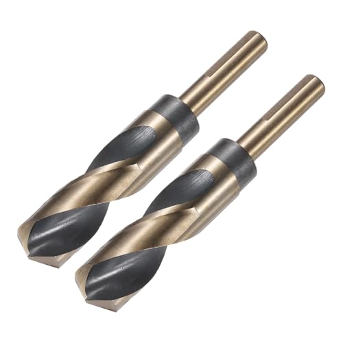 QUARKZMAN Spiralbohrer 25 mm, Metallbohrer Länge 150mm, HSS-4341, 12,7 mm Reduzierte Schaft, Schwarz Nitrid & Gold Titanbeschichtet für Edelstahllegierung Metall Kunststoff Holz, 2 Stück von QUARKZMAN