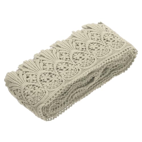 QUARKZMAN Spitzenborte aus Baumwolle im Vintage-Häkelstil 3 Zoll x 4,8 Yard Hellkhaki Stretch-Spitzenband für DIY Scrapbooking Kleidung von QUARKZMAN