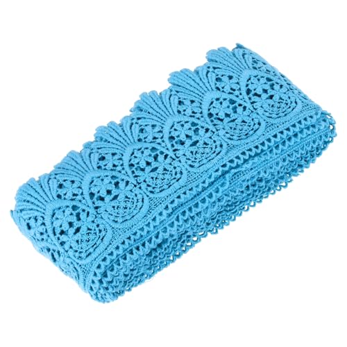 QUARKZMAN Spitzenborte aus Baumwolle im Vintage-Stil Häkelspitze 3 Zoll x 4,8 Yard Dunkelblau Stretch-Spitzenband für DIY Scrapbooking von QUARKZMAN