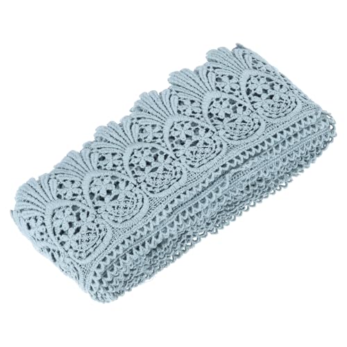 QUARKZMAN Spitzenborte aus Baumwolle im Vintage-Stil Häkelspitze 3 Zoll x 4,8 Yard Hellblau Stretch-Spitzenband für DIY Scrapbooking Kleidung von QUARKZMAN