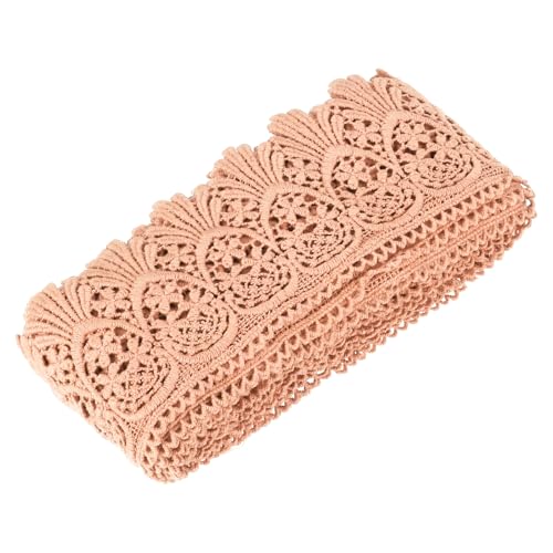 QUARKZMAN Spitzenborte aus Baumwolle im Vintage-Stil Häkelspitze 3 Zoll x 4,8 Yard Hellrosa Stretch-Spitzenband für DIY Scrapbooking Kleidung von QUARKZMAN