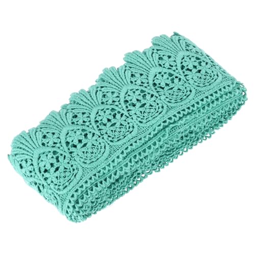 QUARKZMAN Spitzenborte aus Baumwolle im Vintage-Stil Häkelspitze 3 Zoll x 4,8 Yard Seeblau Stretch-Spitzenband für DIY Scrapbooking von QUARKZMAN