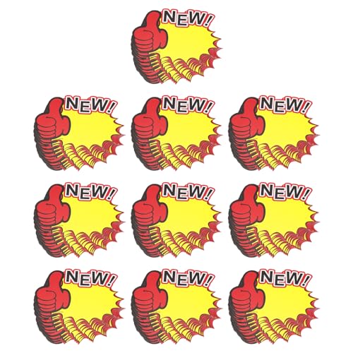 QUARKZMAN Star Burst [NEU] mit Daumenzeichen Preisschilder Stern Preisetiketten 3,5 x 2,8 Zoll Roter Rand Gelbe Farbe für Einzelhandelsverkauf 200 Stück von QUARKZMAN