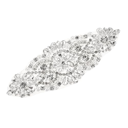 QUARKZMAN Strass Brautgürtel Kristall Applikation Gürtel handgefertigt zum Aufnähen für Hochzeitskleid Gürtel Schuhdekoration Silber von QUARKZMAN
