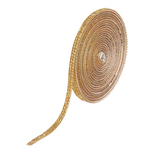 QUARKZMAN Strassband Selbstklebend Kristall Strassstreifen 3 Yard Bling Strassband Rolle 2 Reihen für DIY Basteln Hochzeit Kleidung Nägel Dekoration, Goldgelb QUARKZMAN Strassband Selbstklebend Kristall Strassstreifen 3 Yard Bling Strassband Rolle 2 Reihen für DIY Basteln Hochzeit Kleidung Nägel Dekoration, Goldgelb von QUARKZMAN