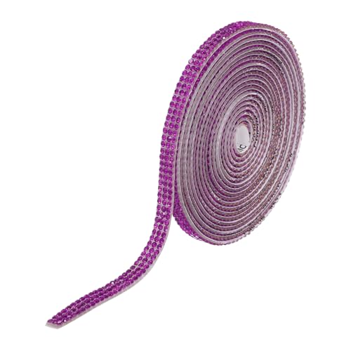 QUARKZMAN Strassband Selbstklebend Kristall Strassstreifen 3 Yard Bling Strassband Rolle 3 Reihen für DIY Basteln Hochzeit Kleidung, Hell Lila von QUARKZMAN