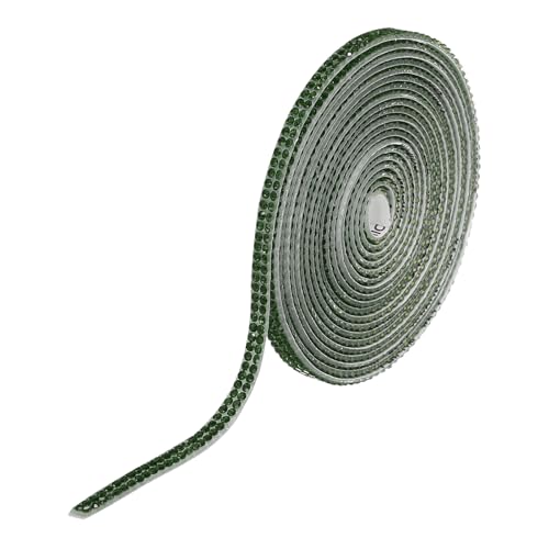 QUARKZMAN Strassband Selbstklebende Kristall Strassstreifen 3 Yard Bling Strassband Rolle 2 Reihen für DIY Basteln Hochzeit Kleidung Nägel Dekoration, Dunkelgrün von QUARKZMAN