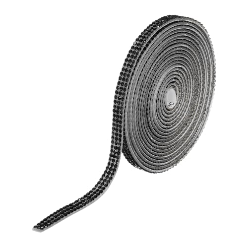 QUARKZMAN Strassband Selbstklebende Kristall Strassstreifen 3 Yard Bling Strassband Rolle 3 Reihen für DIY Basteln Hochzeit Kleidung Nägel Dekoration, Schwarz QUARKZMAN Strassband Selbstklebende Kristall Strassstreifen 3 Yard Bling Strassband Rolle 3 Reihen für DIY Basteln Hochzeit Kleidung Nägel Dekoration, Schwarz von QUARKZMAN