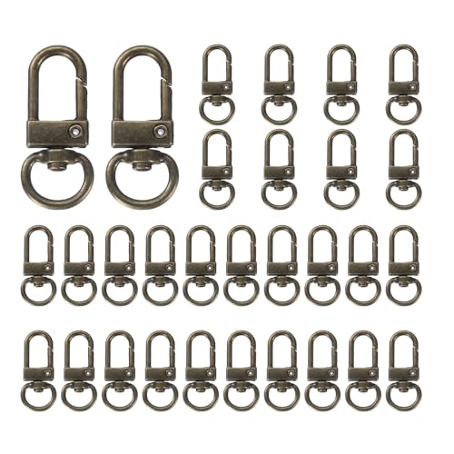 QUARKZMAN Swivel Hummerklaue Karabiner Schlüsselanhänger, 30 Stück Schwenk Lanyards Trigger Snap Haken Gurt Schlüsselring für Schmuckherstellung DIY Handwerk Zubehör, Bronze QUARKZMAN Swivel Hummerklaue Karabiner Schlüsselanhänger, 30 Stück Schwenk Lanyards Trigger Snap Haken Gurt Schlüsselring für Schmuckherstellung DIY Handwerk Zubehör, Bronze von QUARKZMAN