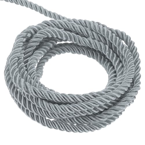 QUARKZMAN Verdrehter Kordelbesatz, 11 Yard 3mm 3-lagiges Geflochtenes Seil Glänzender Faden Schnur für Handwerk Geschenktüte Vorhang Weihnachtsdekoration, Grau - 10m QUARKZMAN Verdrehter Kordelbesatz, 11 Yard 3mm 3-lagiges Geflochtenes Seil Glänzender Faden Schnur für Handwerk Geschenktüte Vorhang Weihnachtsdekoration, Grau - 10m von QUARKZMAN