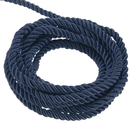 QUARKZMAN Verdrehter Kordelbesatz, 11 Yard 3mm 3-lagiges Geflochtenes Seil Glänzender Faden Schnur für Handwerk Geschenktüte Vorhang Weihnachtsdekoration, Marineblau - 10m QUARKZMAN Verdrehter Kordelbesatz, 11 Yard 3mm 3-lagiges Geflochtenes Seil Glänzender Faden Schnur für Handwerk Geschenktüte Vorhang Weihnachtsdekoration, Marineblau - 10m von QUARKZMAN