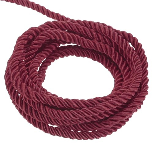 QUARKZMAN Verdrehter Kordelbesatz, 11 Yard 3mm 3-lagiges Geflochtenes Seil Glänzender Faden Schnur für Handwerk Geschenktüte Vorhang Weihnachtsdekoration, Weinrot- 10m QUARKZMAN Verdrehter Kordelbesatz, 11 Yard 3mm 3-lagiges Geflochtenes Seil Glänzender Faden Schnur für Handwerk Geschenktüte Vorhang Weihnachtsdekoration, Weinrot- 10m von QUARKZMAN
