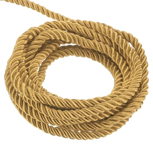 QUARKZMAN Verdrehter Kordelbesatz, 22 Yard 5mm 3-lagiges Geflochtenes Seil Glänzender Faden Schnur für Handwerk Geschenktüte Vorhang Weihnachtsdekoration, Dunkelgold - 20m QUARKZMAN Verdrehter Kordelbesatz, 22 Yard 5mm 3-lagiges Geflochtenes Seil Glänzender Faden Schnur für Handwerk Geschenktüte Vorhang Weihnachtsdekoration, Dunkelgold - 20m von QUARKZMAN