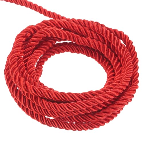 QUARKZMAN Verdrehter Kordelbesatz, 22 Yard 5mm 3-lagiges Geflochtenes Seil Glänzender Faden Schnur für Handwerk Geschenktüte Vorhang Weihnachtsdekoration, Rot - 20m QUARKZMAN Verdrehter Kordelbesatz, 22 Yard 5mm 3-lagiges Geflochtenes Seil Glänzender Faden Schnur für Handwerk Geschenktüte Vorhang Weihnachtsdekoration, Rot - 20m von QUARKZMAN