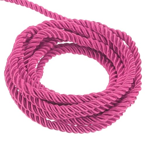 QUARKZMAN Verdrehter Kordelbesatz, 5 Yard 3mm 3-lagiges geflochtenes Seil Glänzender Faden Schnur für Handwerk Geschenktüte Vorhang Weihnachtsdekoration, Rosarot - 5m QUARKZMAN Verdrehter Kordelbesatz, 5 Yard 3mm 3-lagiges geflochtenes Seil Glänzender Faden Schnur für Handwerk Geschenktüte Vorhang Weihnachtsdekoration, Rosarot - 5m von QUARKZMAN