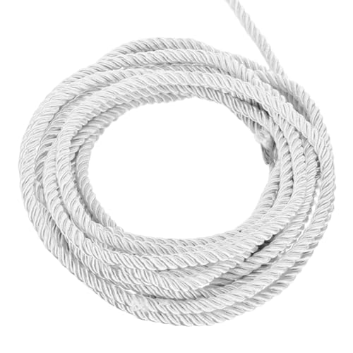 QUARKZMAN Verdrehter Kordelbesatz, 5 Yard 5mm 3-lagiges Geflochtenes Seil Glänzender Faden Schnur für Handwerk Geschenktüte Vorhang Weihnachtsdekoration, Weiß - 5m QUARKZMAN Verdrehter Kordelbesatz, 5 Yard 5mm 3-lagiges Geflochtenes Seil Glänzender Faden Schnur für Handwerk Geschenktüte Vorhang Weihnachtsdekoration, Weiß - 5m von QUARKZMAN
