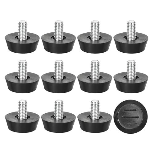 QUARKZMAN Verstellbare Möbelnivellierer, 12 Stück M6x10x23mm Möbelnivellierbein Schraubbarer Gewindegleiter für Tisch, Stuhl, Möbelbeine, Schwarz von QUARKZMAN