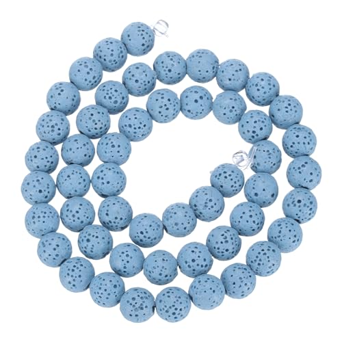 QUARKZMAN Violette vulkanische Lavaperlen 8mm Ätherisches Öl Diffusor Vulkanischer lose runde Perle für DIY Schmuck Armband (1 Strang, 51 Stück) von QUARKZMAN