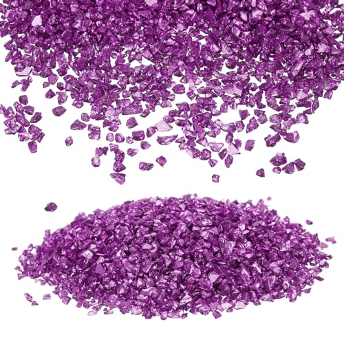 QUARKZMAN Zerstoßenes Glas Glitzer 2-4mm Unregelmäßig Späne Pailletten Metallisch Grob Steine für Harz Kunst Nail Arts Handwerk Heimwerker Handy Sammelalben(Hell Lila 7.09 oz/ 209g) von QUARKZMAN