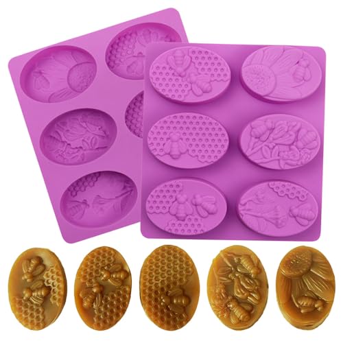 QUDUME 2 Stück ovale Silikon-Seifenform, Bienenwabenform, Seifenformen für hausgemachte Seifen, Bienenwachs, Badebomben QUDUME 2 Stück ovale Silikon-Seifenform, Bienenwabenform, Seifenformen für hausgemachte Seifen, Bienenwachs, Badebomben von QUDUME
