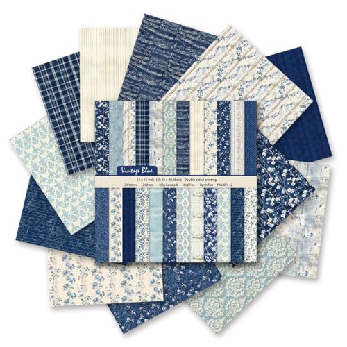 QUDUME Blaues Blumen-Scrapbook-Papier, 30,5 x 30,5 cm, doppelseitiges Blumen-Origami-Papier für Bastelmaterialien, Journaling, Scrapbooking, Zubehör, Kartenherstellung, Album, Dekoration QUDUME Blaues Blumen-Scrapbook-Papier, 30,5 x 30,5 cm, doppelseitiges Blumen-Origami-Papier für Bastelmaterialien, Journaling, Scrapbooking, Zubehör, Kartenherstellung, Album, Dekoration von QUDUME