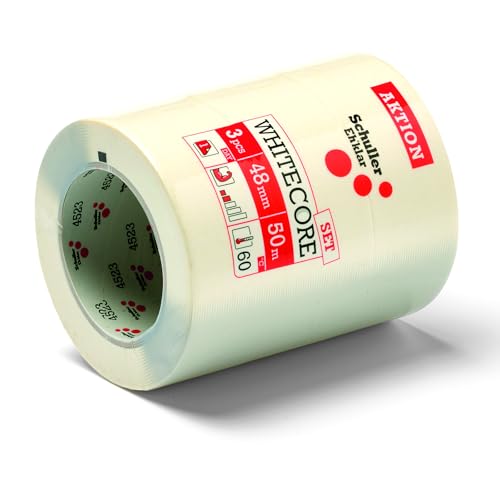 QUEBAg Schuller Eh`klar - WHITE CORE Malerband Klebeband Abdeckband, Breite 48 mm - Länge 50 m. Für Maler- und Lackierarbeiten, Temperaturfest, Rückstandslos Entfernbar, 3er-Set von QUEBAg