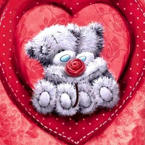 Kreuzstich-Set „I Love Teddy Bear“, beliebtes Design, Druck-Kreuzstich-Set, 11 CT, Anfänger-Gravur, Stickerei, Geschenk, DIY, Fortgeschrittene, handgefertigtes Stickset, (40 x 50 cm) von QUEEN SHOW