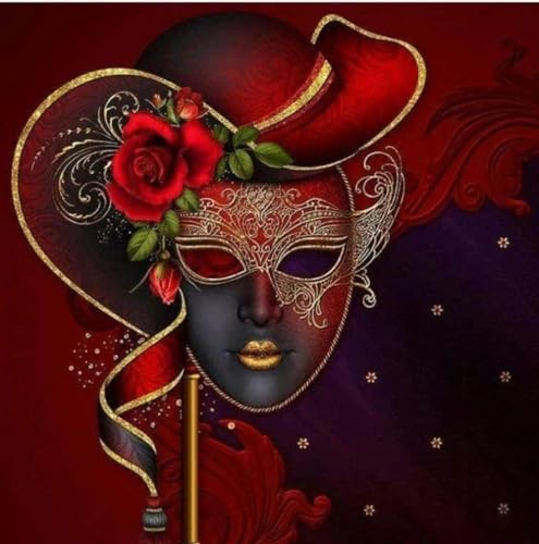 Kreuzstich-Stickset für Fortgeschrittene, Heimdekoration, Anfänger, rote Maske, DIY, handgefertigtes Stickset, präziser Musterdruck, Kreuzstich, Heimdekoration, 11 CT Geschenk – 40X50CM Kreuzstich-Stickset für Fortgeschrittene, Heimdekoration, Anfänger, rote Maske, DIY, handgefertigtes Stickset, präziser Musterdruck, Kreuzstich, Heimdekoration, 11 CT Geschenk – 40X50CM von QUEEN SHOW