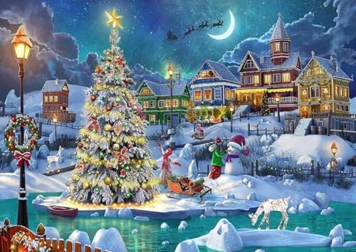 Stickerei-Kreuzstich-Set, Stadtnacht-Weihnachtsbaum, 40 x 50 cm, 11 CT, beliebtes Musterdruck-Kreuzstich-Set, DIY-Stickset für Fortgeschrittene, handgefertigte Heimdekoration Stickerei-Kreuzstich-Set, Stadtnacht-Weihnachtsbaum, 40 x 50 cm, 11 CT, beliebtes Musterdruck-Kreuzstich-Set, DIY-Stickset für Fortgeschrittene, handgefertigte Heimdekoration von QUEEN SHOW