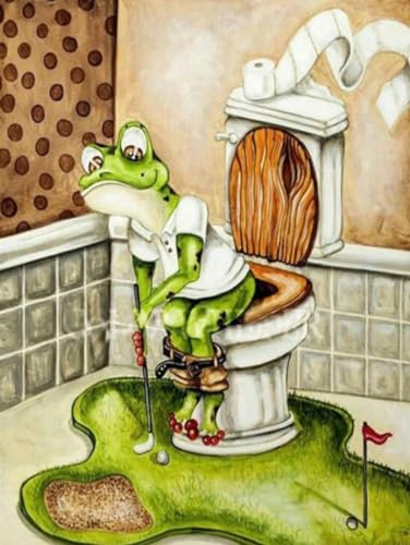 Stickerei-Kreuzstichset, Toiletten-Cartoon-Frosch, 11 CT, beliebtes Musterdruck-Kreuzstichset, DIY-Stickset für Fortgeschrittene, handgefertigte Heimdekoration – 40 x 50 cm Stickerei-Kreuzstichset, Toiletten-Cartoon-Frosch, 11 CT, beliebtes Musterdruck-Kreuzstichset, DIY-Stickset für Fortgeschrittene, handgefertigte Heimdekoration – 40 x 50 cm von QUEEN SHOW
