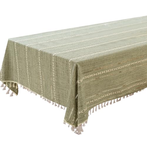 QUEENYARD Baumwoll-Leinen-Tischdecke, stilvolle Streifen, Jacquard-Tischdecke, Leinen-Baumwoll-Mischgewebe, atmungsaktiver Stoff für moderne Mahlzeiten und Veranstaltungen von QUEENYARD