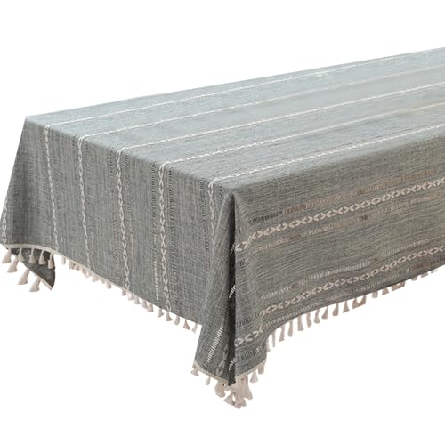 QUEENYARD Baumwoll-Leinen-Tischdecke, stilvolle Streifen, Jacquard-Tischdecke, Leinen-Baumwoll-Mischgewebe, atmungsaktiver Stoff für moderne Mahlzeiten und Veranstaltungen von QUEENYARD