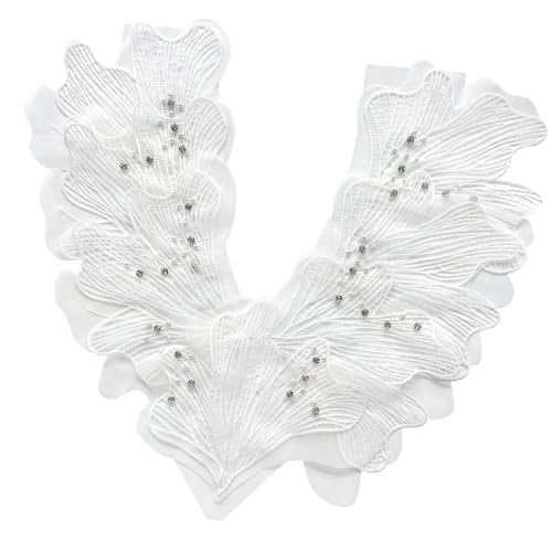 QUEENYARD Bestickte Aufnäher mit Blumenspitze, Blumenmuster, Stoffaufnäher, Stickerei-Flicken für Hochzeit, Braut, Kleid, Dekoration von QUEENYARD