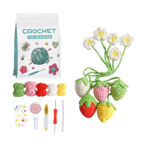 QUEENYARD Häkelgarn, Häkelblumen-Blumentopfpflanzen-Set für Erwachsene und Anfänger, inklusive Schritt-für-Schritt-Anleitung (evtl. nicht in deutscher Sprache), Häkelnadel, Garne, Strickmarker von QUEENYARD