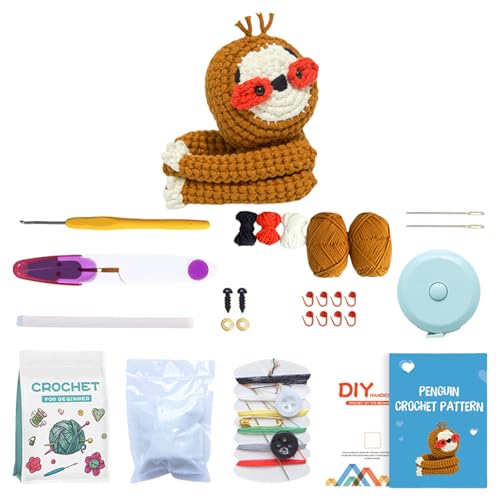 QUEENYARD Häkelnadel, Häkeltier-Set für Erwachsene und Anfänger, inklusive Schritt-für-Schritt-Anleitung (evtl. nicht in deutscher Sprache), Häkelnadel, Garne, Strickmarker, Augen von QUEENYARD