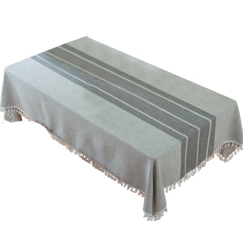 QUEENYARD Rechteckige Tischdecke, Tischläufer, rechteckige Tischdecke, Polyester-Baumwoll-Mischgewebe mit Fransenbesatz für Esszimmer und Küche von QUEENYARD