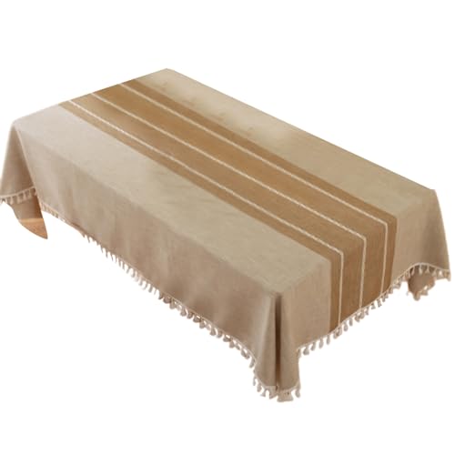 QUEENYARD Rechteckige Tischdecke, Tischläufer, rechteckige Tischdecke, Polyester-Baumwoll-Mischgewebe mit Fransenbesatz für Esszimmer und Küche von QUEENYARD
