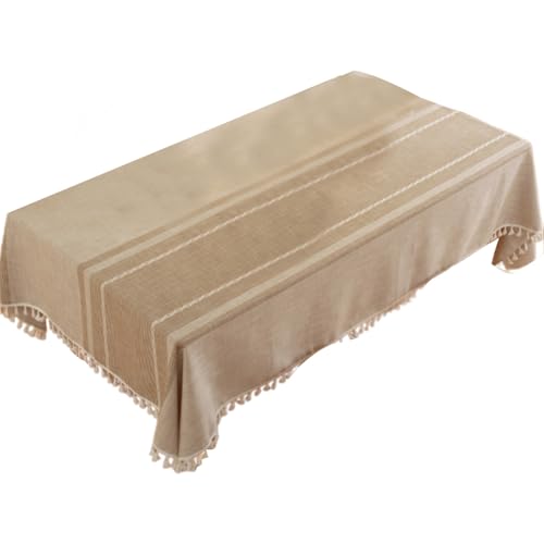 QUEENYARD Rechteckige Tischdecke, Tischläufer, rechteckige Tischdecke, Polyester-Baumwoll-Mischgewebe mit Fransenbesatz für Esszimmer und Küche von QUEENYARD