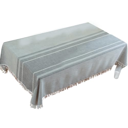 QUEENYARD Rechteckige Tischdecke, Tischläufer, rechteckige Tischdecke, Polyester-Baumwoll-Mischgewebe mit Fransenbesatz für Esszimmer und Küche von QUEENYARD