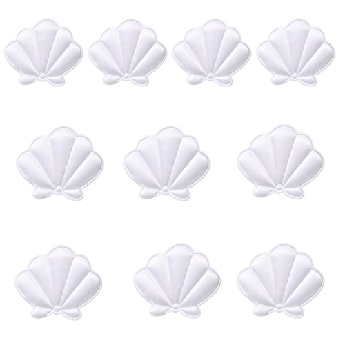 QUEENYARD Stoff-Muschel-Anhänger, 10 Stück, Stoff-Muschelanhänger, Nähen/Kleben, Muscheln, Stoffapplikationen zum Nähen, Basteln, Kleidung, Haar-Accessoires von QUEENYARD