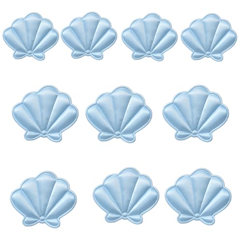QUEENYARD Stoff-Muschel-Anhänger, 10 Stück, Stoff-Muschelanhänger, Nähen/Kleben, Muscheln, Stoffapplikationen zum Nähen, Basteln, Kleidung, Haar-Accessoires von QUEENYARD