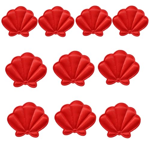 QUEENYARD Stoff-Muschel-Anhänger, 10 Stück, Stoff-Muschelanhänger, Nähen/Kleben, Muscheln, Stoffapplikationen zum Nähen, Basteln, Kleidung, Haar-Accessoires von QUEENYARD