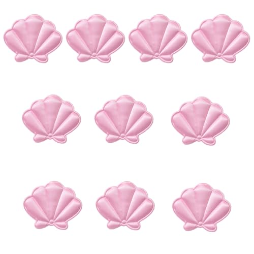 QUEENYARD Stoff-Muschel-Anhänger, 10 Stück, Stoffmuschel-Charms, Nähen/Kleben, Muscheln, Stoffapplikationen zum Nähen, Basteln, Kleidung, Haar-Accessoires von QUEENYARD