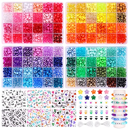 QUEFE 3250-teiliges Pony-Perlen-Set, Kandi-Perlen, 2400 Stück, Regenbogen-Perlen in 96 Farben, Schmuck, Halsketten von QUEFE
