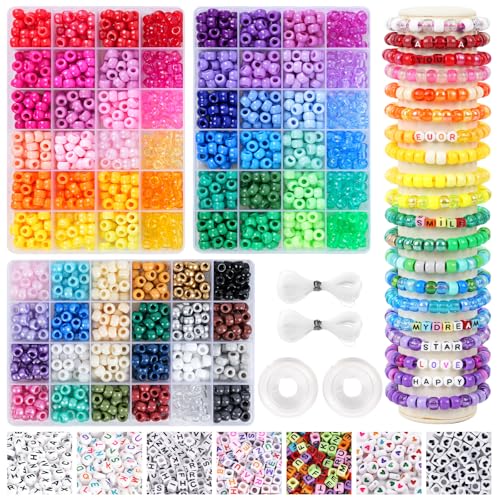 QUEFE 72 Farben, 3000 Stück, Pony-Perlen, Armband-Bastelset für Mädchen, Regenbogen-Kandi-Freundschaftsset mit Buchstabenperlen für Halskettenherstellung, Bastelgeschenk-Set QUEFE 72 Farben, 3000 Stück, Pony-Perlen, Armband-Bastelset für Mädchen, Regenbogen-Kandi-Freundschaftsset mit Buchstabenperlen für Halskettenherstellung, Bastelgeschenk-Set von QUEFE