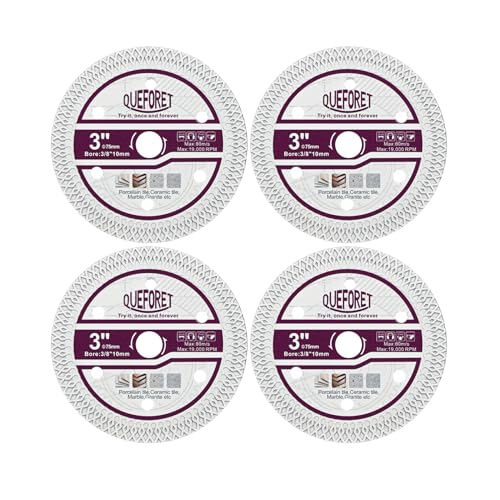 QUEFORET Diamant Fliesen Trennscheiben 75mm 4 Stücke - Scheiben für Keramik Porzellan Marmor Kunststein, mit 10mm Bohrungsdurchmesser QUEFORET Diamant Fliesen Trennscheiben 75mm 4 Stücke - Scheiben für Keramik Porzellan Marmor Kunststein, mit 10mm Bohrungsdurchmesser von QUEFORET